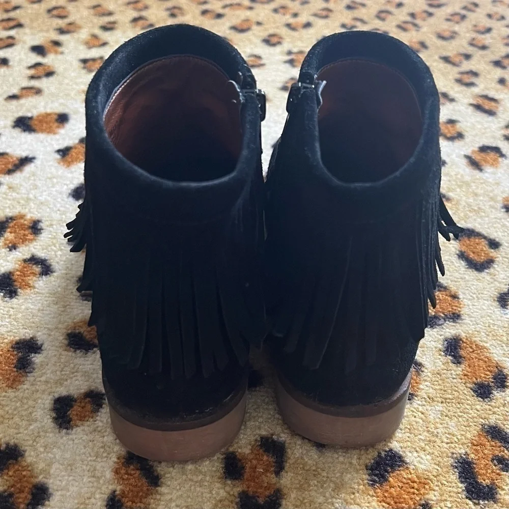 Lucky Brand Galley Black Suede Fringe Ankle Boots